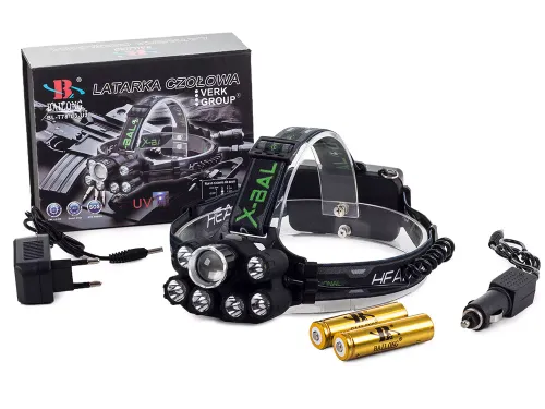 Latarka czołowa bailong cree xm-l t6 7 x led uv na Arena.pl