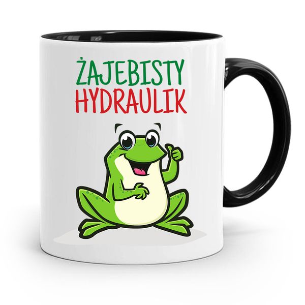 Kubek Czarny Prezent Dla Hydraulika Żajebisty Z Nadrukiem Ze Zdjęciem zdjęcie 1