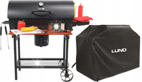GRILL GRIL WĘGLOWY BECZKA Z POKRYWĄ POPIELNIK OGRODOWY DUŻY 71X35CM