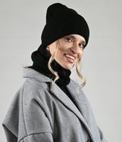 Zimowy komplet Czapka + Komin ciepły zestaw CZAPKA wywijana polski CZARNY