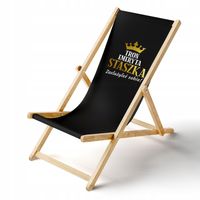 Leżak DREWNIANY plażowy ogrodowy NADRUK EMERYTURA