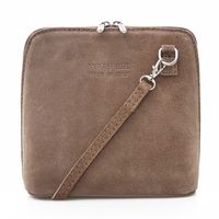 VERA PELLE torebka damska zamszowa listonoszka z paskiem V452 taupe