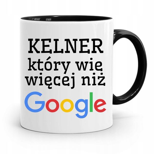 Dla Kelnera Kubek Czarny Więcej Niż Google Z Nadrukiem Ze Zdjęciem zdjęcie 1