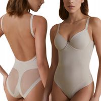 Body Wyszczuplające ze Stanikiem Mocno Modelujące Wygodne Gładki Beżowe 75C