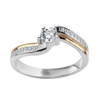 srebrny pierścionek pozłacany z cyrkoniami