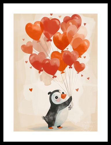 Plakat 25x35cm Pingwinek z Balonami na Arena.pl