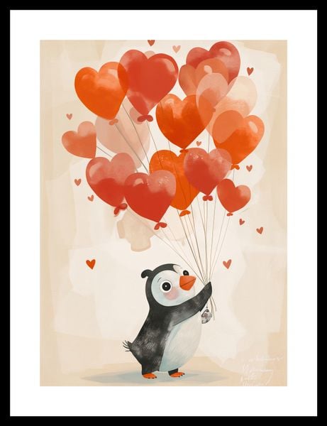 Plakat 25x35cm Pingwinek z Balonami zdjęcie 3