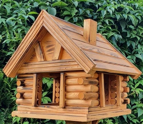 Drewniany solidny, duży karmnik dla ptaków, ozdoba ogrodu, na Arena.pl