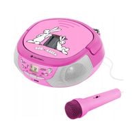 BOOMBOX KARAOKE GŁOŚNIK BLUETOOTH USB MP3 MIKROFON ODTWARZACZ CD RADIO RÓŻ