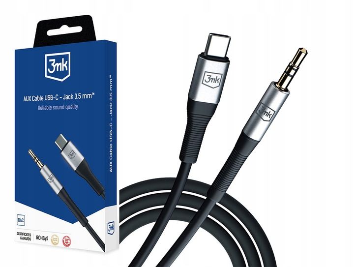 3mk Kabel AUX Cable minijack 3,5 mm - USB C 1 m zdjęcie 8