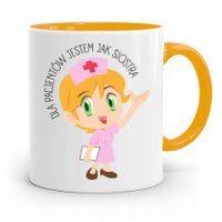 Kubek Żółty Prezent Dla Pielęgniarki Jak Siostra Z Nadrukiem Ze Zdjęciem