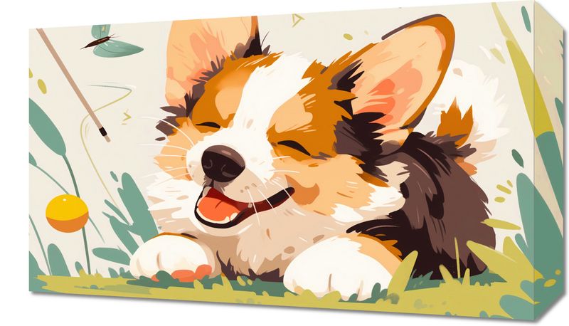 Obraz 50x30cm Beztroski Corgi zdjęcie 1