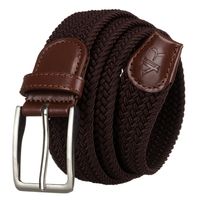 brązowy pasek parciany z materiału syntetycznego i skóry ekologicznej