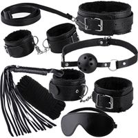 ZESTAW DO ZABAWY BDSM - PEJCZ KNEBEL KAJDANKI ... CZARNY