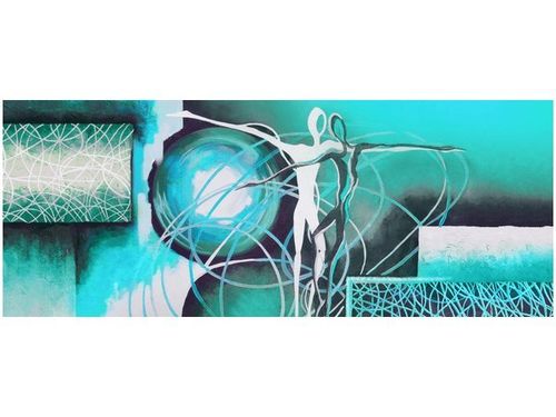 100X40CM TAŃCZĄCE POSTACIE NIEBIESKIM OBRAZ DRUK DREWNO na Arena.pl