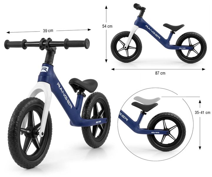 MILLY MALLY 5709 Rowerek biegowy RANGER flash navy zdjęcie 7