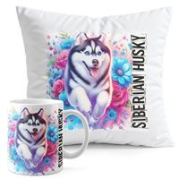ZESTAW KUBEK + PODUSZKA DRUK - PIES PSY PIESEK RASA HUSKY SYBERYJSKI