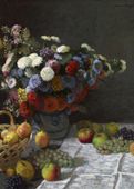 Plakat 50x70cm Still Life with Flowers and Fruit, Monet Vintage