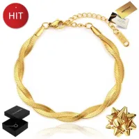 ZŁOTA BRANSOLETKA DAMSKA 585 ŁAŃCUSZEK ŻMIJKA PREZENT DLA MAMY ŻONY PIĘKNA