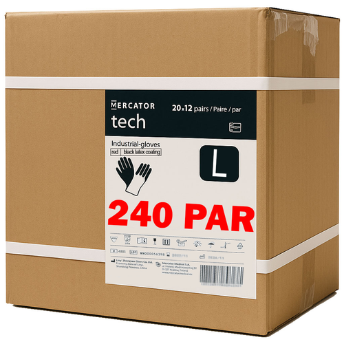 Rękawice Robocze MERCATOR Tech Red+Black Latex - L - 240 Par na Arena.pl