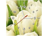 30X30CM ZEGAR DELIKATNE TULIPANY OBRAZ DREWNO