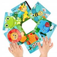 KLOCKI DREWNIANE UKŁADANKA PUZZLE MONTESSORI DZIECI EDUKACYJNE 34 EL DUŻE