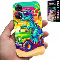 ETUI DO OPPO RENO8 T 4G - DINOZAUR W CIĘŻARÓWCE WZORY DLA DZIECI