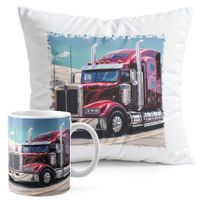 ZESTAW KUBEK + PODUSZKA DRUK - TIR CIĘŻARÓWKA TRANSPORT SPEDYCJA