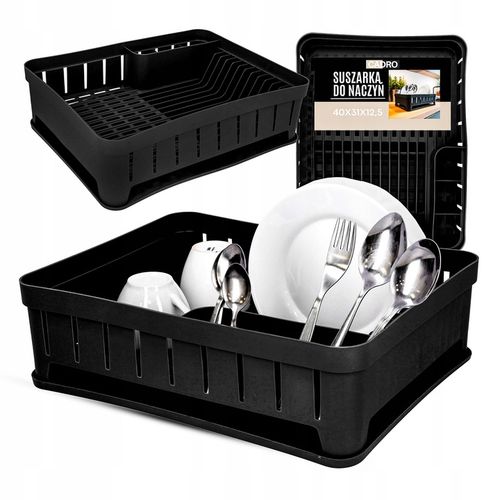 SUSZARKA DO NACZYŃ stojąca ociekacz naczynia talerze sztućce czarna na Arena.pl