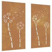 Ogrodowe dekoracje ścienne, 2 szt., 105x55 cm, stal kortenowska