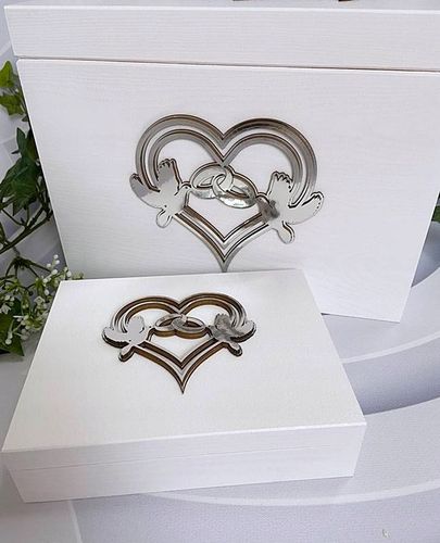 Pudełko na koperty + obrączki białe złote dekory na Arena.pl