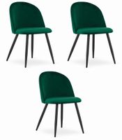 Krzesło tapicerowane do jadalni zielone aksamitne BELLO komplet 3 szt.
