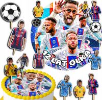 ZESTAW OPŁATEK NA TORT 20CM + TOPPERY PAPIEROWE - NEYMAR IMIĘ 15CM 18CM