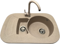 Zlewozmywak 1,5 komorowy z ociekaczem VIGEN  beż z lewym ociekaczem + bateria NOON