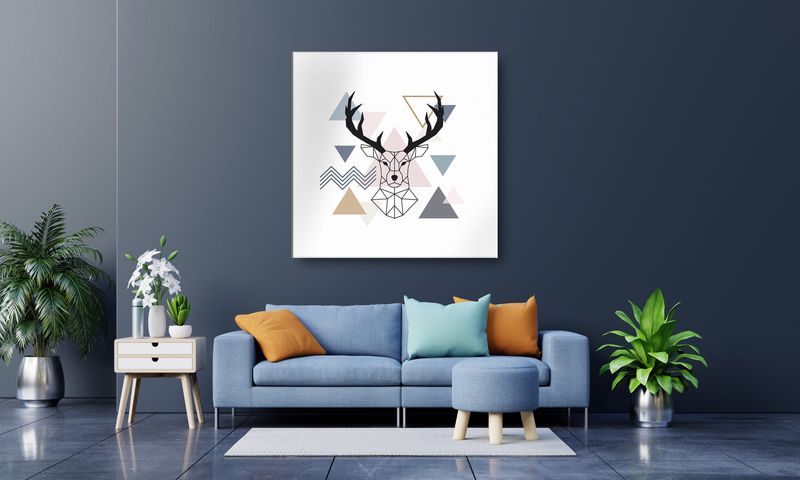 OBRAZ NA PŁÓTNIE 026 Geometryczny jelonek 50x50cm zdjęcie 4