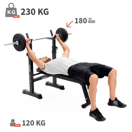 Ławka Treningowa Prosta Składana Ławeczka + Stojaki Regulowane 2w1 - Zipro na Arena.pl