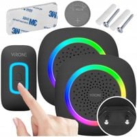 DZWONEK BEZPRZEWODOWY 2 ODBIORNIKI 230V LED RGB WODOODPORNY IP44 do 300m
