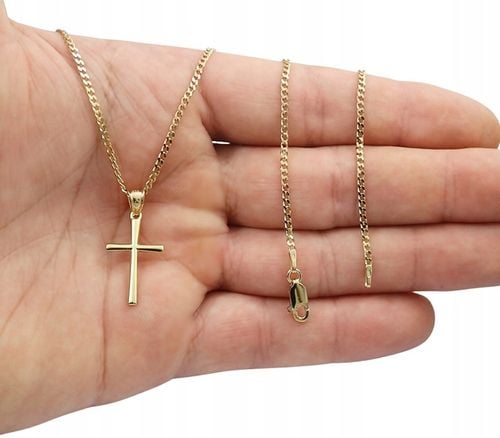 ZŁOTY ŁAŃCUSZEK NA CHRZEST CHRZCINY Z KRZYŻYKIEM PR 925 585 GRAWER PAMIĄTKA na Arena.pl