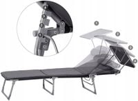 Leżak leżanka ogrodowa z daszkiem i zagłówkiem miękki materac