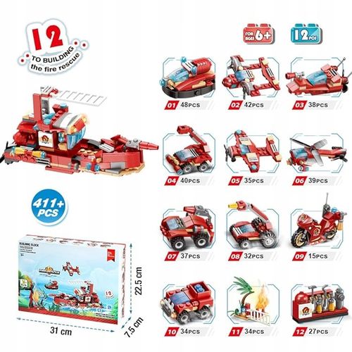 KLOCKI KONSTRUKCYJNE 12w1 POJAZDY RATOWNICZE KALENDARZ ADWENTOWY PREZENT na Arena.pl