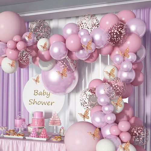 GIRLANDA BALONOWA RÓŻ FIOLET URODZINY BABY SHOWER CHRZCINY WESELE ROCZEK na Arena.pl
