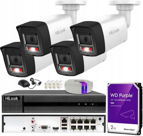 Zestaw Monitoringu IP 4 Kamery 8Mpx 4K Live Guard HiLook Hikvision Dysk 2TB na Arena.pl
