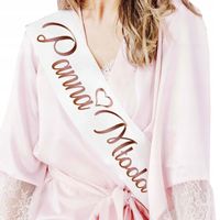 BIAŁA SZARFA NA WIECZÓR PANIEŃSKI ROSE GOLD BRIDE DRUŻYNA PANNY MŁODEJ