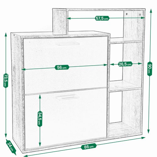 SZAFKA na buty REGAŁ 2 KOMORY OBUWIE komoda pojemna do przedpokoju na Arena.pl