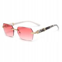 OKULARY BEZRAMKOWE PRZECIWSŁONECZNE Damskie Glamour Prostokątne UV400 +Etui