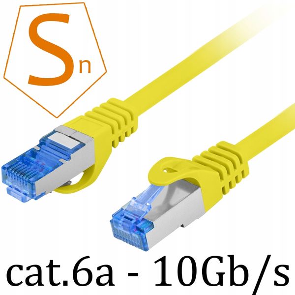 Kabel Ethernet RJ45 LAN kat.6A SFTP LSZH 1.5m żółt zdjęcie 2