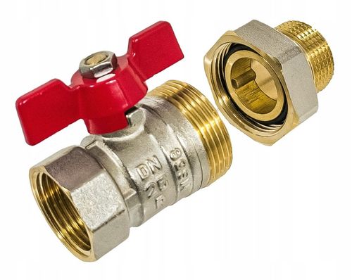 ZAWÓR KULOWY KUREK 1" DN25 MOSIĘŻNY ZE ŚRUBUNKIEM I DŁAWICĄ MOTYLEK na Arena.pl