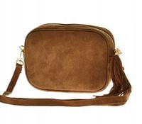 Laura Biaggi - torebka listonoszka skóra naturalna zamsz brązowy TS 04-519