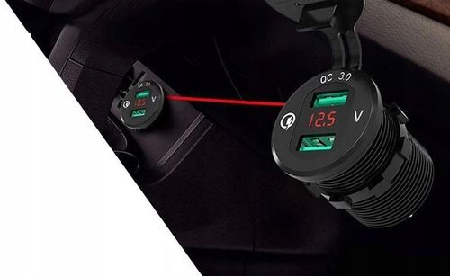 ŁADOWARKA SAMOCHÓD 2x USB QC3.0 WOLTOMIERZ 3A ALU na Arena.pl