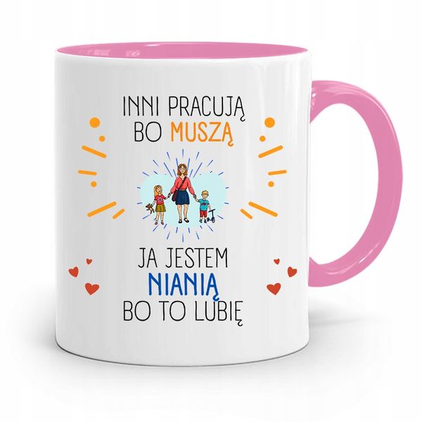 Dla Niani Opiekunki Kubek Różowy Na Prezent Z Nadrukiem Ze Zdjęciem zdjęcie 1